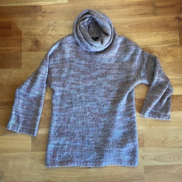 H&M Super soft knit cowl turtleneck sweater pink white grey lightweight - Picture 2 of 5